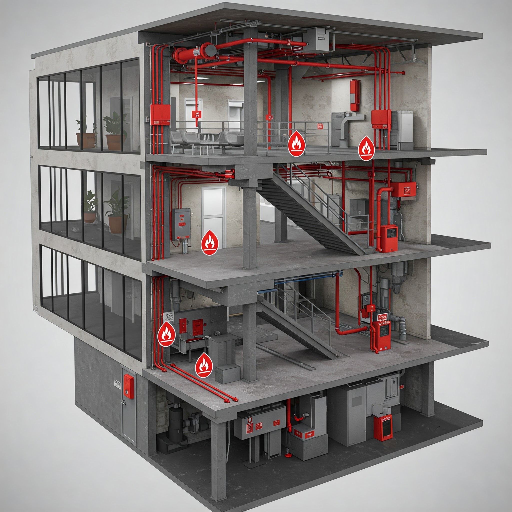 Fire Alarm System Building Cutaway